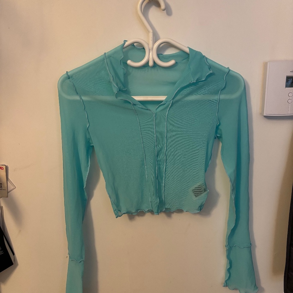 Mesh aqua top